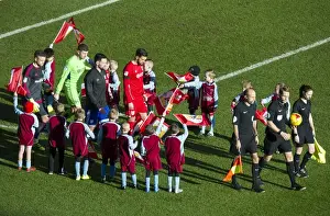 Bristol City V Cardiff City Prints: Bristol City vs. Cardiff City: Players and Mascots Take the Field at Ashton Gate