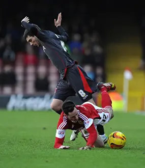 Bristol City V Carlisle United Prints: Bristol City vs Carlisle United: Greg Cunningham Fouled by Liam Noble
