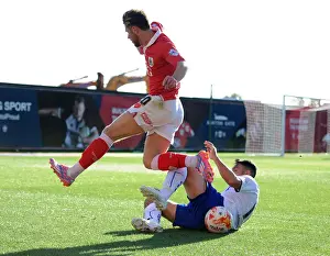 Bristol City V Chesterfield Prints: Bristol City vs Chesterfield: Wes Burns Tackled by Gary Roberts