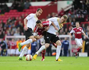 Bristol City V Colchester United Prints: Bristol City vs Colchester United: McLaughlin Fouled by Wilson