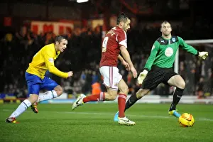 Bristol City V Coventry City Prints: Bristol City vs Coventry City: Sam Baldock vs Joe Murphy Clash at Ashton Gate