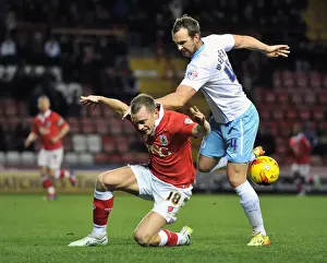 Bristol City V Coventry City Prints: Bristol City vs Coventry City: Wilbraham Fouls Webster in Johnstones Paint Trophy Clash