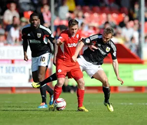 Crawley Town V Bristol City Prints: Bristol City vs Crawley Town: Intense Moment as Liam Kelly Faces Off Against Dannie Bulman