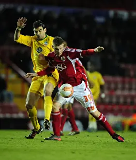 Bristol City V Crystal Palace Prints: Bristol City vs Crystal Palace: Chris Wood vs Mile Jedinak Battle in Championship Match