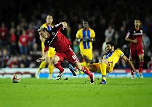 Images Dated 21st August 2012: Bristol City vs Crystal Palace: Woolford Fouls by Jedinak