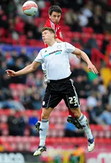 Bristol City V Derby County Prints: Bristol City vs Derby County: Cole Skuse vs Jeff Hendrick's Aerial Battle