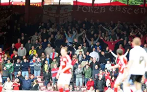 Bristol City V Derby County Prints: Bristol City vs Derby County: East End Fans in Full Force at Ashton Gate Stadium