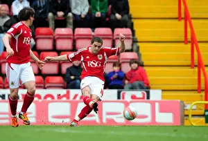 Bristol City V Derby County Prints: Bristol City vs Derby County: Hogan Ephraim's Fruitless Free-Kick at Ashton Gate, 2012