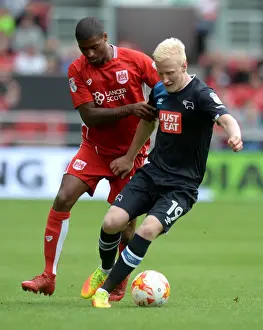 Bristol City V Derby County Prints: Bristol City vs Derby County: Mark Little Closes In on Will Hughes