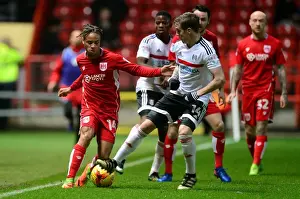 Bristol City V Fulham Prints: Bristol City vs Fulham: Intense Battle Between Bobby Reid and Stefan Johansen