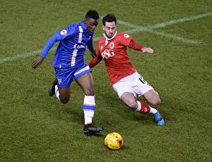 Bristol City V Gillingham JPT Prints: Bristol City vs Gillingham: Clash at Ashton Gate - Greg Cunningham Tackles Jermaine McGlashan