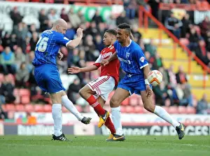 Bristol City V Gillingham Prints: Bristol City vs Gillingham: Intense Moment as Bobby Reid Closes In