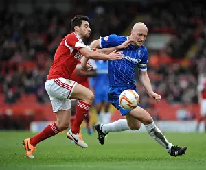 Bristol City V Gillingham Prints: Bristol City vs Gillingham: Intense Moment Between Sam Baldock and Adam Barrett