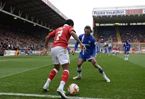 Gillingham Prints: Bristol City vs Gillingham: Korey Smith Tries to Outmaneuver Bradley Dack