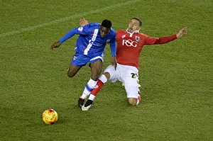 Framed Print : Bristol City vs Gillingham: Tackle Battle - James Tavernier vs Jermaine McGlashan, Johnstone's Paint Trophy Southern Area Final, 2015