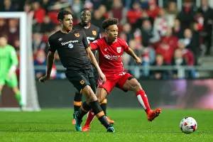 Bristol City V Hull City Prints: Bristol City vs Hull City: Intense Clash Between Bobby Reid and Jake Livermore