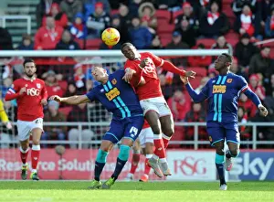 Bristol City V Hull City Prints: Bristol City vs Hull City: Kieran Agard Fights for Possession Against Jake Livermore