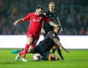 Bristol City V Hull City Prints: Bristol City vs Hull City: Lee Tomlin vs Tom Huddlestone - Intense Battle at Ashton Gate