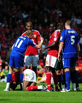 Bristol City V Ipswich Town Prints: Bristol City vs Ipswich Town: Controversial Red Card to Kalifa Cisse by Lee Martin (Championship)