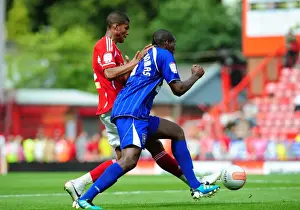 Bristol City V Ipswich Town Prints: Bristol City vs Ipswich Town: Intense Battle Between Jordan Spence and Jay Emmanuel-Thomas in Championship Match