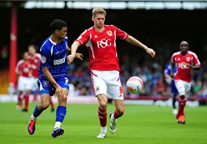 Bristol City V Ipswich Town Prints: Bristol City vs Ipswich Town: Jon Stead vs Carlos Edwards Battle for Ball in Championship Match