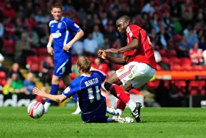 Bristol City V Ipswich Town Prints: Bristol City vs Ipswich Town: Lee Martin's Red Card for Foul on Kalifa Cisse (Championship)