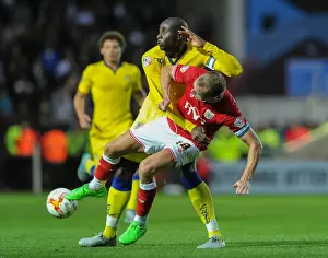 Bristol City V Leeds United Prints: Bristol City vs Leeds United: Intense Battle for the Ball between Aaron Wilbraham and Souleymane Bamba