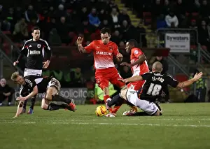 Barclays Prints: Bristol City vs Leyton Orient: Intense Battle for Possession between Adam El-Abd and Marvin Bartley