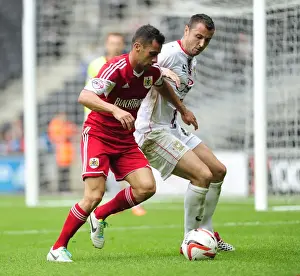 Bristol City vs Milton Keynes Dons: Intense Battle for Possession - Sam Baldock vs Antony Kay
