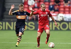 Bristol City V Newcastle United Prints: Bristol City vs Newcastle United: A Battle for Ball Possession - Freeman vs Ritchie
