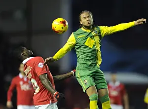 Bristol City V Notts County Prints: Bristol City vs Notts County: Intense Aerial Battle