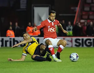 Capital One Prints: Bristol City vs Oxford United: Intense Battle for Control - Football Rivalry at Ashton Gate