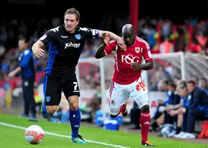 Bristol City V Portsmouth Prints: Bristol City vs Portsmouth: Jamal Campbell-Ryce vs Liam Lawrence Battle in 2008 Championship Match
