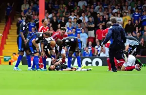 Bristol City V Portsmouth Prints: Bristol City vs Portsmouth: Luke Varney Knocked Out after Heads Clash in Championship Match