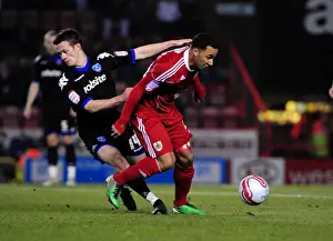 Bristol City V Portsmouth Prints: Bristol City vs Portsmouth: Nicky Maynard vs Jonathan Hogg Battle in Championship Match