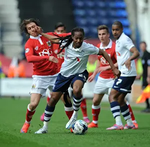 Bristol City vs Preston North End: Luke Freeman and Daniel Johnson Battle for Ball in Sky Bet League One Clash