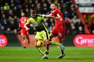 Bristol City V Reading Prints: Bristol City vs Reading: Intense Battle for the Ball between Aaron Wilbraham and Joey van den Berg