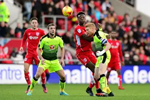 Bristol City V Reading Prints: Bristol City vs Reading: Paul McShane Outmuscles Tammy Abraham for the Ball