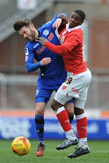 Bristol City V Rochdale Prints: Bristol City vs Rochdale: Intense Battle for Possession between Kieran Agard and Thomas Kennedy