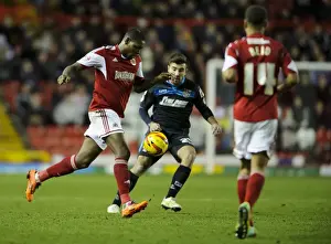 Bristol City V Stevenage Prints: Bristol City vs Stevenage: Clash between Jay Emmanuel-Thomas and Michael Doughty