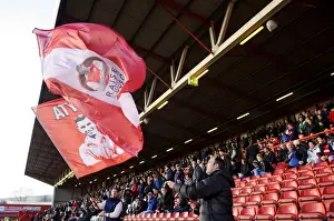 Bristol City V Stevenage Prints: Bristol City vs Stevenage: Fans Wave Flags at Ashton Gate Stadium, Sky Bet League One