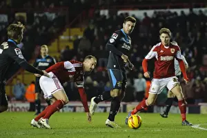 Bristol City V Stevenage Prints: Bristol City vs Stevenage: Intense Moment as Louis Carey Faces Off Against Michael Doughty