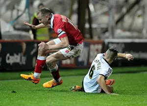 Swindon Prints: Bristol City vs Swindon Town: Wilbraham Foul by Turnbull, Sky Bet League One, Ashton Gate