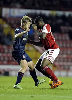 Bristol City V Walsall Prints: Bristol City vs Walsall: Intense Moment as Jay Emmanuel-Thomas is Tackled by Sam Mantom