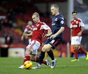 Bristol City V Walsall Prints: Bristol City vs Walsall: Intense Moment as Simon Gillett Faces Off Against Sam Mantom