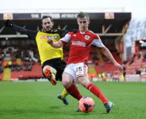 Third Round Prints: Bristol City vs Watford: Clash between Joe Bryan and Marco Cassetti in FA Cup Third Round at Ashton Gate