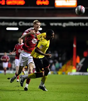 Bristol City vs Watford: Jon Stead vs Adrian Mariappa Battle for Possession in Championship Match, September 2010