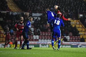 Images Dated 29th January 2013: Bristol City vs Watford: Liam Fontaine's Header Saved at Ashton Gate, Championship Match, 2013
