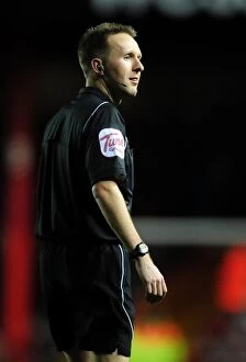 Images Dated 20th March 2012: Bristol City vs. Watford: Referee Oliver Langford's Unusual Focus, 2003-12