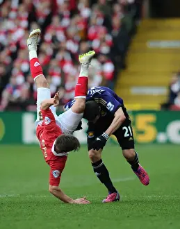 Bristol City V West Ham Prints: Bristol City vs West Ham United: Joe Bryan Fouled by Amalfitano
